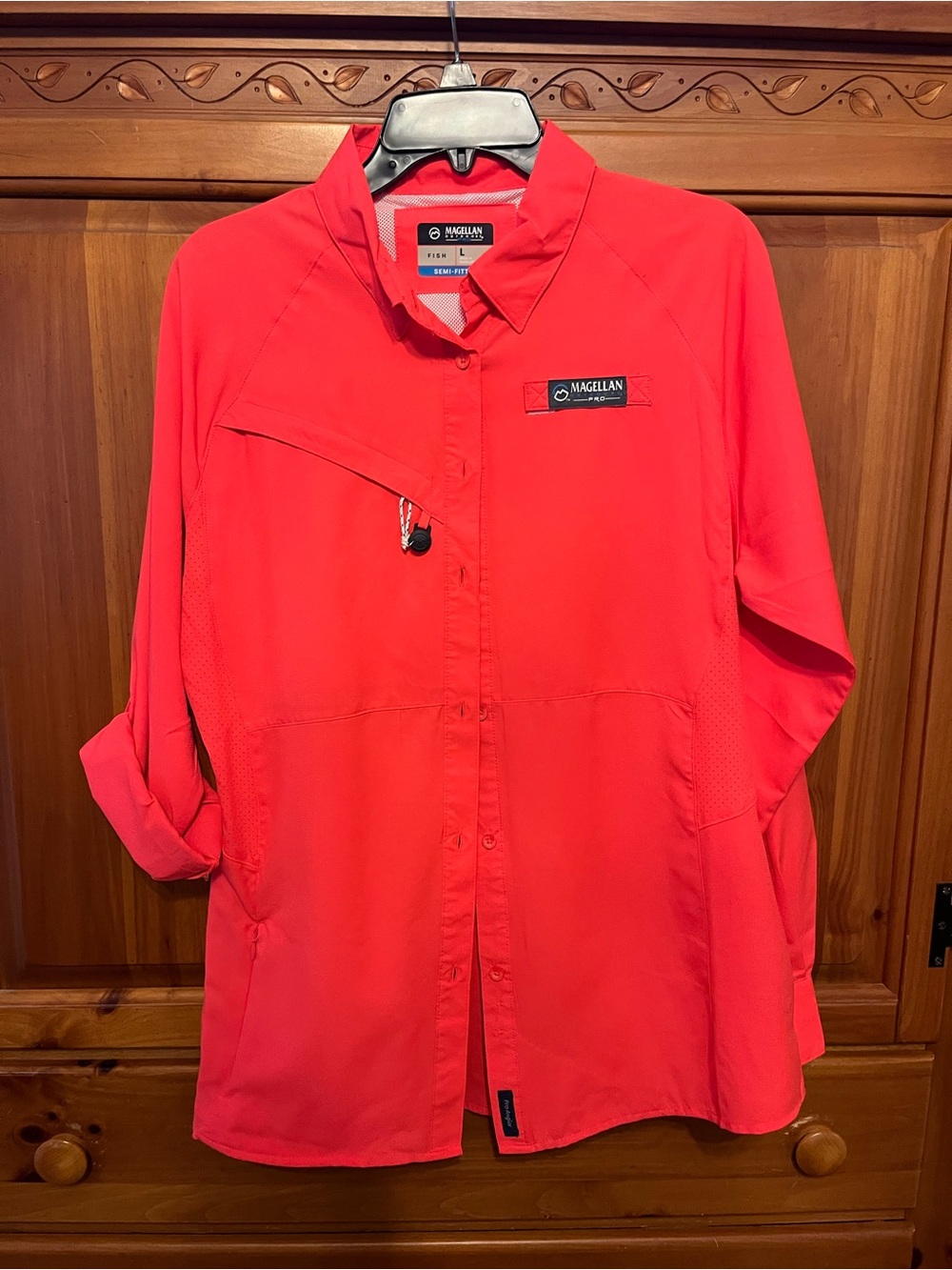 Magellan Outdoors Bright Red Roll-Tab Long Sleeve Performance Shirt Large - Picture 11 of 12